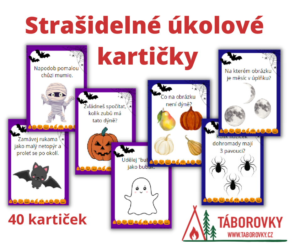 Strašidelné úkolové kartičky pro děti vhodné na stezku, rozcvičku i další aktivity